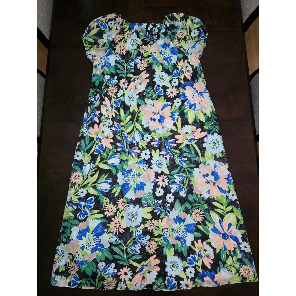 NWT Kate Spade Black Full Bloom Voile Dress Floral Size Large